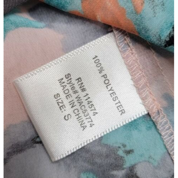 Bellatrix Watercolor Floral Print Beaded Shoulder Sleeveless Peplum Blouse Sz S - Picture 10 of 10